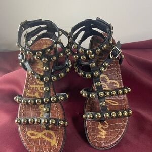 Sam Edelman Black and Gold Studded Sandals